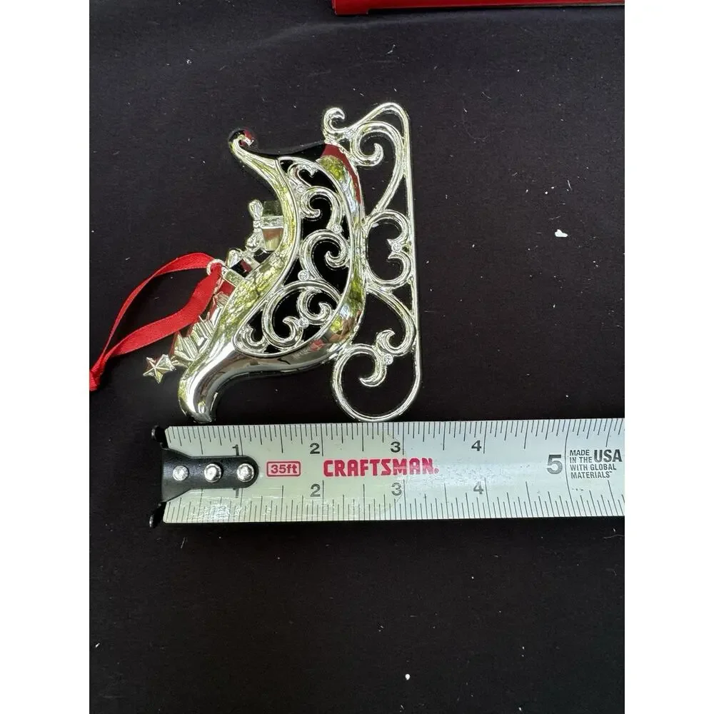 Lenox Sparkle And Scroll SILVERPLATED JEWELED Santa’s Sled Ornament MIB -S1T